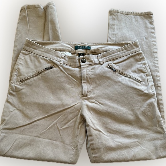 LAUREN Ralph Lauren Khaki Straight Pants Size 8 - Picture 1 of 7